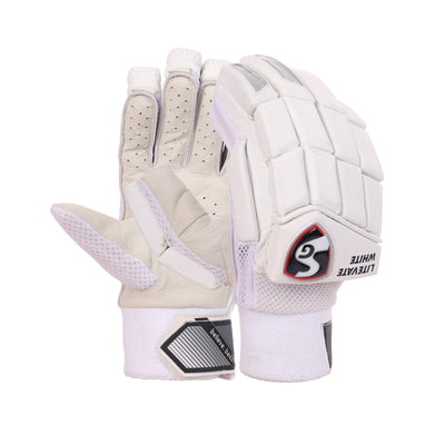 SG Litevate White Cricket Batting Gloves - Senior