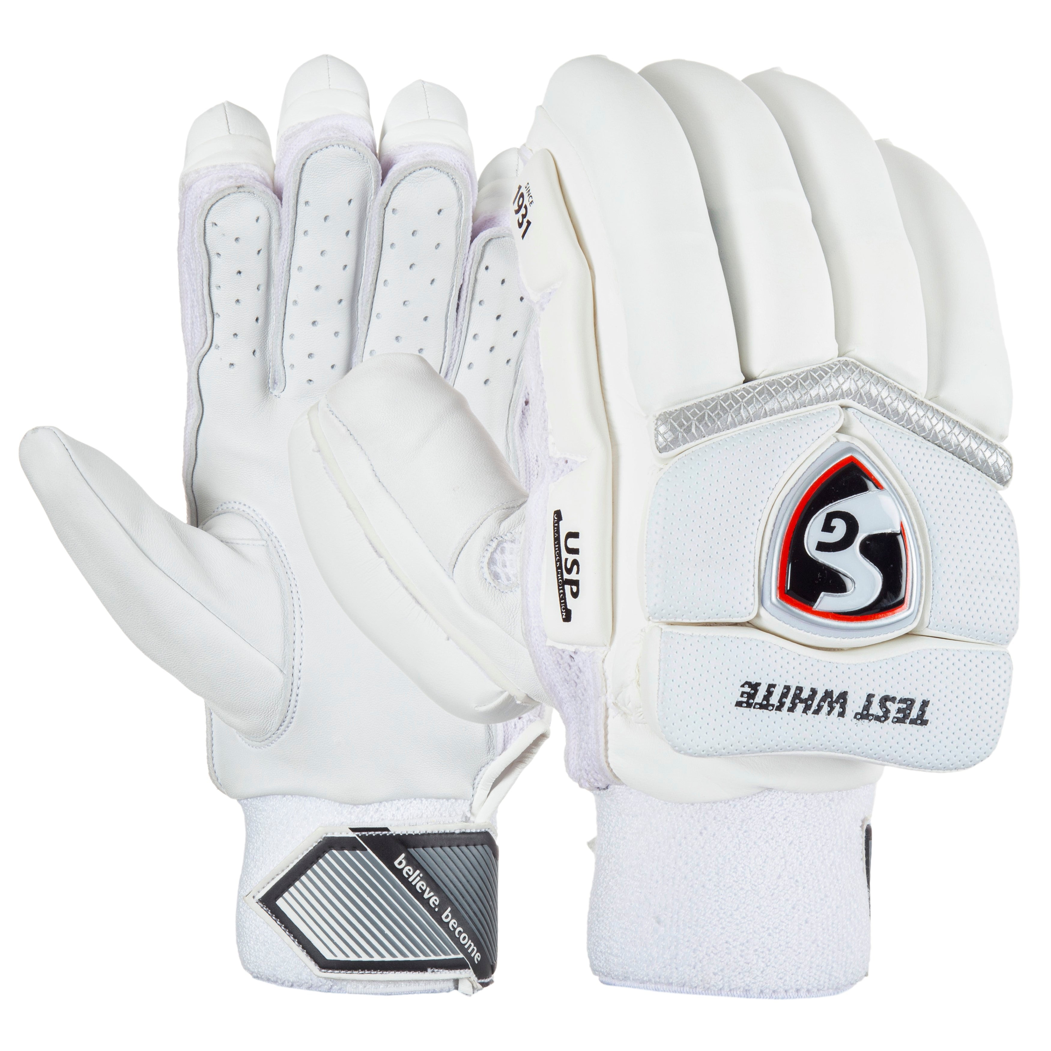 SG Test White Cricket Batting Gloves - Senior